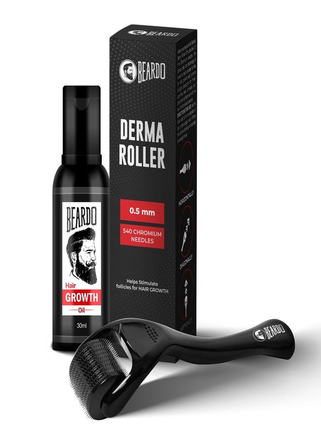 Beardo Beard & Hair Growth Oil 30ml & Derma Roller For Hair Growth 0.5 mm| Dermaroller | For Thicker & Longer Beard | Uneven, Patchy & Fast Beard Growth | For Stronger & Fuller Beard Hair - Set of 2 - Image 1